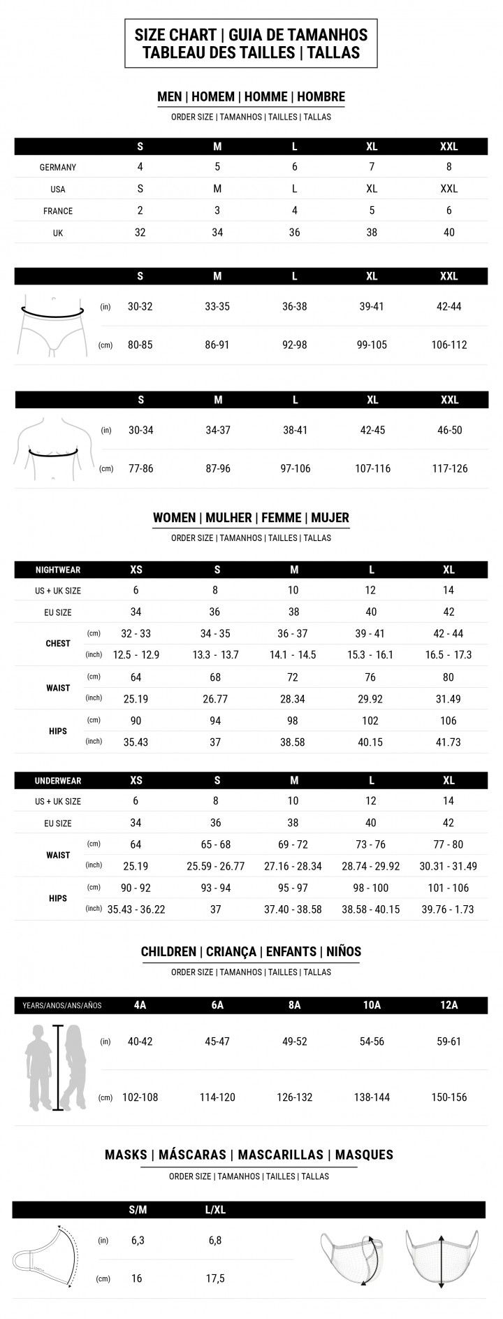 T-Shirts & Polo Shirts Men's T-Shirts & Polo Shirts Size Chart